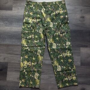 Vintage Bushlan Camo Cargo Pants Mens 40-43x32 Outdoor Hunting Forest Tree Print